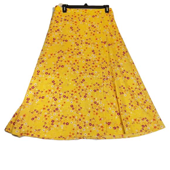 BCBGeneration 36"L Fit & Flare Midi Skirt Lrg 1/2 Lined Boho Retro Floral 60's - Picture 1 of 16